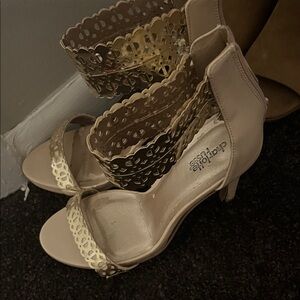 Angels Elegant Beige and Gold Heels
